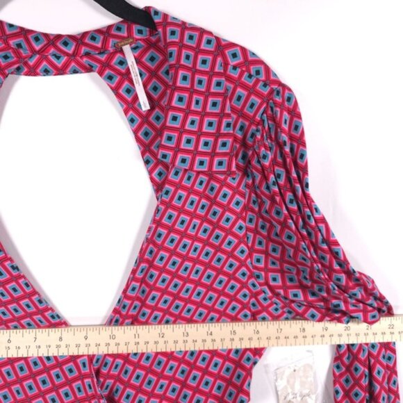 NWT Free People Women's It Takes Two Long Sleeve Mini Dress Pop‎ Combo LARGE - Picture 8 of 16